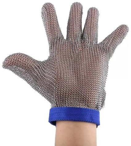 ARHEORMUH 5pcs Men Cut Proof Stainless Steel Glove, Chef Vegetable Cutting Gloves, Adjustable Nylon Wristband Gloves(/M)