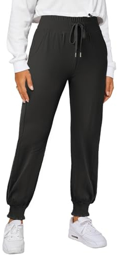 Dokotoo Joggers for Women High Waisted Elasticity Drawstring Yoga Pants with Pocket Casual Cuffed Flowy Workout Sweatpants Athletic Slim Fit Women Fashion Trendy 2025 Black Small