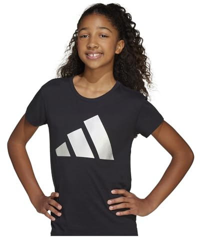 adidas T-Shirt pour Enfants Essentials Glam Saison Filles, Noir/SILVMT, 11-12 Years, Noir/Silvmt, 11-12 Ans
