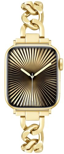 Ocaer Compatible with Apple Watch Straps 46mm 45mm 44mm 49mm 42mm, Chain Metal iWatch Strap for Apple Watch Series 11 10 9 8 7 6 5 4 Ultra SE 3 2 1, Slim iWatch Bracelet Band for Women (Gold)