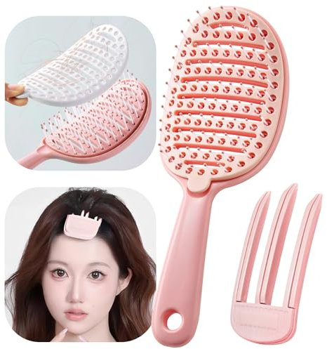 HAOJOYFUN Brosse à Cheveux Démêlante Sans Douleur – Picots Amovibles pour un Nettoyage Facile, Démêlage et Lissage des Cheveux Bouclés, Lisses et Mouillés, Peigne Idéal pour Cheveux Emmêlés, Brosse Pr