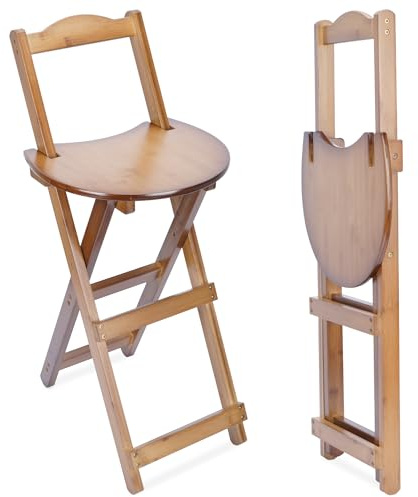 tonchean Folding Bar Stool 1 Pack Counter Breakfast Bar Chair with Backrest, Kitchen BarStool Breakfast Barstool with Footrest for Dinner Coffee Tea Room Bistro