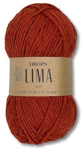 Frida's Wollhaus Drops 50 g Lima Uni und Mix Wolle Garn Stricken Häkeln Schurwolle Alpaka Filzen 36 Farben (Mix 0707 | Rost)