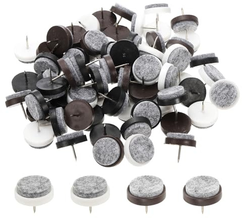 PATIKIL 28 mm Nail-on Felt Pads, 72 Pcs Round Felt Furniture Sliders Pads Heavy Duty Floor Protectors for Wooden Chair Sofa Cabinet Table Leg Feet Hardwood Floors, Black/Brown/White