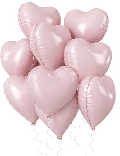 Herz Folienballon Baby Rosa, 10 Stück 18 Zoll Rosa Herz Folien Luftballons Heliumfolie Herzförmige Ballons für Geburtstag Babyparty Hochzeit Verlobung Valentinstag Dekorationen