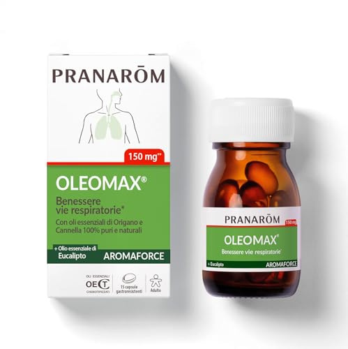 Pranarôm – Oleomax 1 Vie Respiratorie Bio – 15 Capsule agli Oli Essenziali di Origano e Limone – Supporto Naturale per il Benessere delle Vie Respiratorie