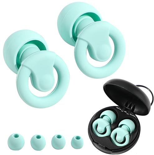 Tapones de Oído de Silicona Reutilizables – Protectores Auditivos Ergonómicos con Estuche, Earplug, Antirruido para Dormir, Viajar, Relajarse, Meditar, Yoga, Aislamiento Sonoro (TURQUESA)