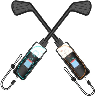 Switch Accessoires Poignées de Golf 2 pièces pour Joy-Con Support de Contrôleur Mini Clubs de Golf avec Dragonne Rangement