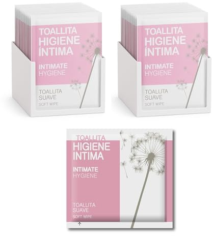 Pack 50 toallitas húmedas íntimas en sobres individuales - higiene femenina diaria - fórmula suave y refrescante - ideales para viaje, gimnasio u oficina - toallitas desechables para cuidado íntimo