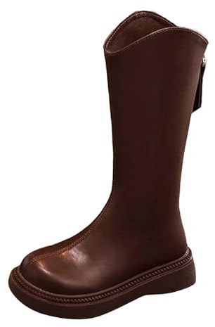Generisch Invierno Niñas Rodilla Alta Botas De Equitación Caliente Faux Forrado Botas De Nieve Para, marrón, 35.5 EU