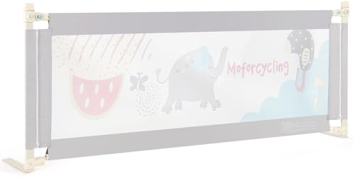 COSTWAY 180 cm Barrera Seguridad Niños, Barrera Cama para Bebé con Cremallera, Altura Regulable 72,5-101,5 cm, Protector de Cama para Niños, Barandilla de Seguridad con Diseño Animado (Estilo 1)
