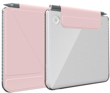 TUDIA M-FLIP Avtagbart klart magnetiskt fodral för Kobo Vågen Färg (2024) – [Automatisk uppvakning/sömn] stötsäker smal transparent baksida magnetisk vikskydd med pekskärmshållare (rosa)