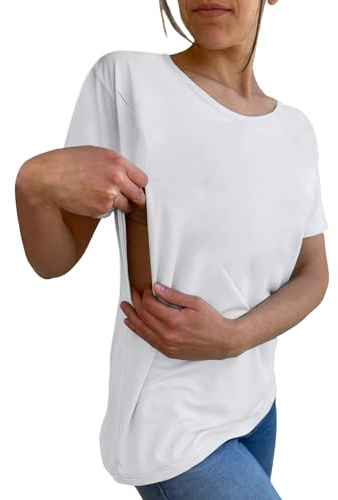 Abbigliamento maternità da donna con cerniera laterale aperta, maniche corte, maglietta comoda