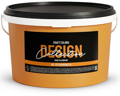 Craft Colors® Peinture murale de qualité supérieure - Finition mate - Fabriquée en Allemagne - Collection Design n° 251 - Jaune soleil (2,5 Litres)