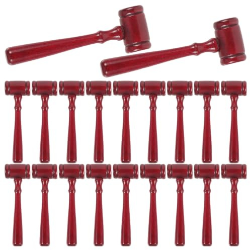 Veemoon 20 mazos de juez de madera: martillos para disfraces de sala de audiencias de Halloween, 4.3 x 1.4 pulgadas, accesorio para disfraz de abogado - Mazo de juez para fiestas de subastas