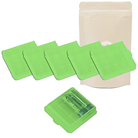 X5 BOITIERS Verts pour Piles LR6 AA LR06 Protections TRANSLUCIDEs Boite boites boitier LR-6 Rangement