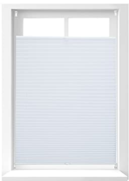 Relaxdays Estor Plisado Transparente, Políéster, Blanco, 80x130 cm