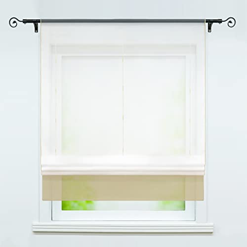Joyswahl Raffrollo Voile Bändchenrollo mit Tunnelzug Anna Farb Gardinen BxH 80x155cm Sand 1er Pack