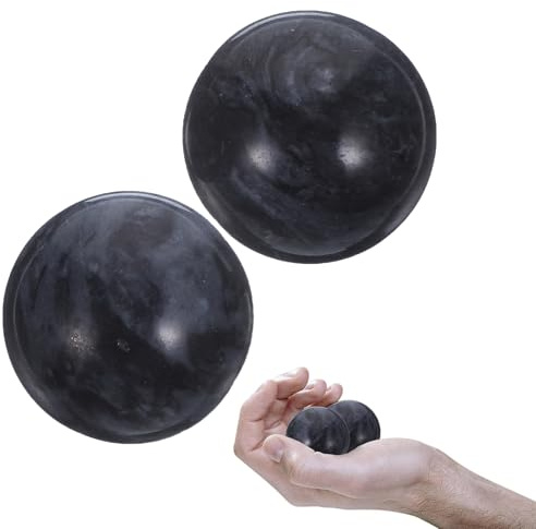 Bola de masaje de piedra natural, 2 unidades, y ejercicio de mano, pelota de curación para de mano, alivio del estrés ()