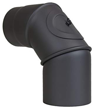 LANZZAS Tubo per stufa ad arco 0° – 90° regolabile con porta – diametro Ø 120 mm – Colore: nero – tubo per camino/ginocchio con chiusura di pulizia