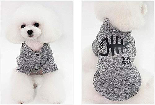 ITODA Hundepulli Hunde Bekleidung Hundemantel Haustiere Katze Welpen Winterjacke mit Brustschutz Winter Hundejacke Baumwolle Winterpulli Hundebekleidung für Outdoor Geschenk Freizeit Spazieren Grau L