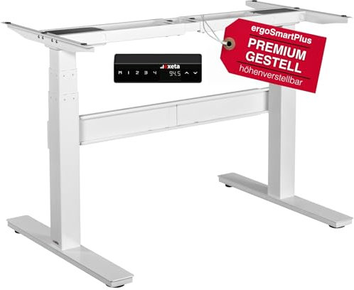 Exeta ergoSMARTPLUS höhenverstellbarer Schreibtisch Gestell elektrisch 64,5-129,5cm in schwarz I Schreibtischgestell höhenverstellbar mit 2 Motoren I Tisch höhenverstellbar mit 3-Fach-Teleskop
