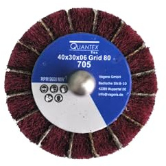 Fächerschleifer mit Vlies-Gewebekombination 40mmx30mm, 6mm Einspannschaft, Körnung: 80 - Schleifmopstift, Lamellenschleifer, Schleifmop Schleifvlies, Lamellenrad mit Schaft.