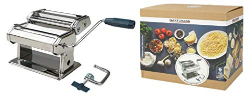 Fackelmann Nudelmaschine #easyprepare, hochwertige Pastamaschine aus Edelstahl, manuelle Nudelmaschine mit 3 verschiedenen Nudelwalzen, Pastamaker für Spaghetti, Bandnudeln, Lasagne (Farbe: Silber)
