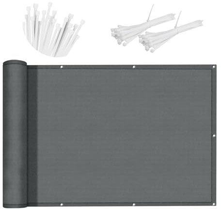 SUNNY GUARD Balcony Privacy Screen 90x400cm Fence Screen for Balcony and Patio Balcony Cover,UV protection windproof and waterproof,with Cable Ties,Anthracite