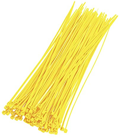 OSXCAUES 100 Fascette di Plastica 200 mm x 2,5 mm Fascette di Nylon Giallo Resistenti ai Raggi UV Fascette per Cavi