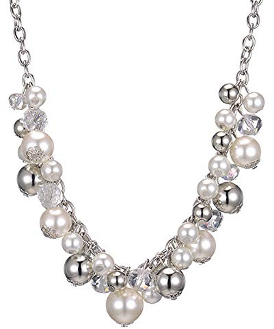 BULINLIN Silver Statement Necklaces for Women Chunky Beaded Collar Necklace Boho Costume Jewellery Gifts for Women