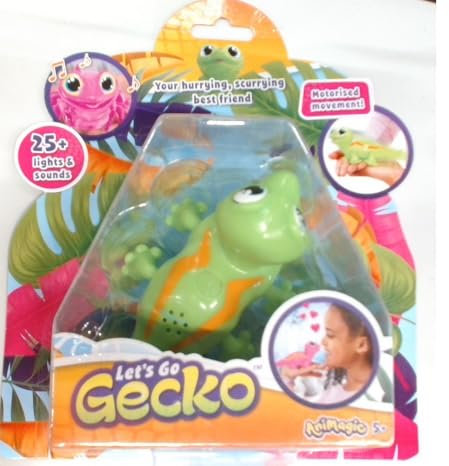 Animagic Let's Go Gecko (Grün), Gecko Spielzeug ab 5 Jahre, Eidechse Roboter Interaktives Kuscheltier. Kinderspielzeug