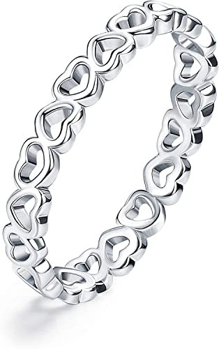 ADRAMATA 925 Sterling Silver Heart Ring for Women Cute Plain Heart Band Dainty Engagement Promise Rings for Couples Wedding Rings Jewelry,10