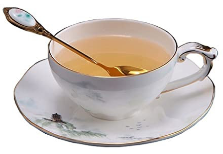 7.04oz Osso Porcellana Ceramica Tazza Di Tè,Set tazze da tè,Piattino per tazza da caffè in ceramica da per il tè pomeridiano,Fiore tazza di tè,Tazza personalizzata,Regalo dolce for San Valentino