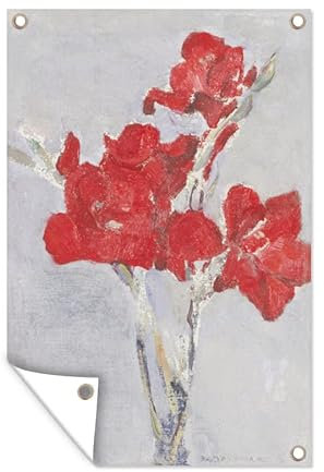 MuchoWow Outdoor-Poster Poster Wanddeko draußen Deko Garten Gartenposter 40x60 cm Rote Gladiolen - Piet Mondrian