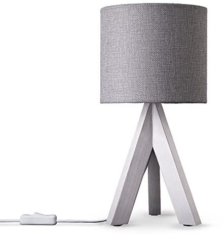 Paco Home Tischlampe Nachttisch Deko Wohnzimmer Leselampe Tischleuchte Nachttischlampe Schlafzimmer E14 Fassung Stoff Lampenschirm Mit Schalter Holz