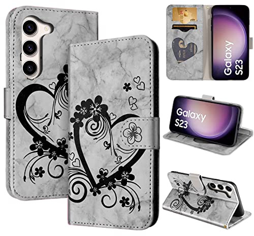 CASAFUNY Handyhülle für Samsung Galaxy S23 Hülle Tasche PU Leder Flip Case Brieftasche Kartenfach Klapphülle Handytasche Case Schutzhülle für Samsung Galaxy S23 5G, Schwarz