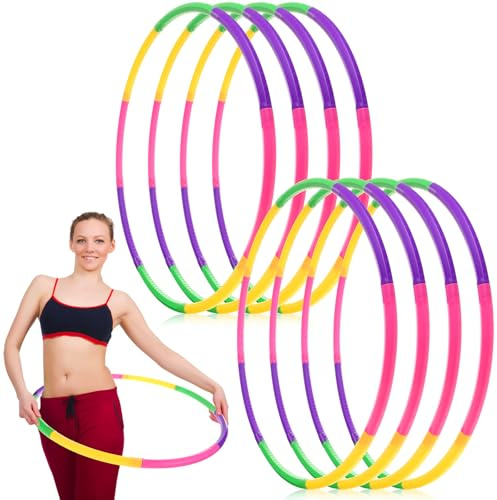 Chivao Lot de 8 cerceaux colorés amovibles en plastique pour enfants - Taille réglable - Pour adultes - Pour fête, sport, gymnastique (style roman, 66 cm)