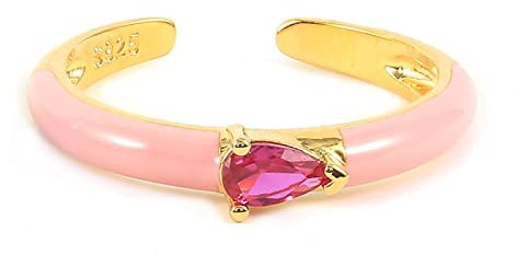 Aotiwe Ringe Damen Verstellbar, Vorsteckring Silber Wassertyp Gold Rosa mit Rosatropfenschliff Zirkonia Adjustable