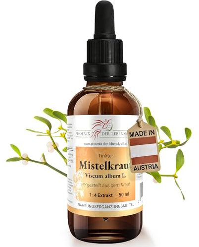 Mistelkraut Tinktur 50ml | Viscum album L. Tropfen (1:4 Auszug) | Nahrungsergänzungsmittel | Heilige Mistel, Vogelmistel, Hexenbesen, Drudenfuss