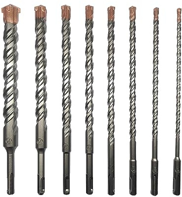 CAVATINY 8tlg SDS Plus Bohrer Set - SDS Hammerbohrer für beton, ziegel, zement, stein mit 4 Schneiden - 8tlg. 6 8 10 12 14 16 20 25 x 260mm - SDS Plus-Schaft passend für Bohrhammer