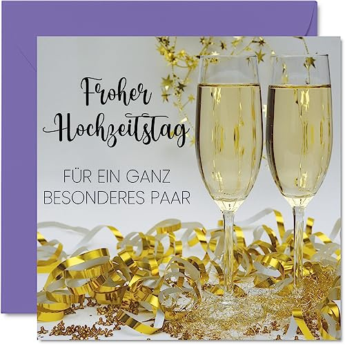 Stuff4 Karte Hochzeitstag Jahrestag, Weingläser | Niedliche Romantische Hochzeits-Jubiläum Karten für Freundin Freund Ehefrau Ehemann Partner Ihn Ihr