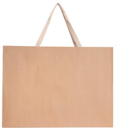PAPERIST 6 Stk 55x40x15.5cm (4) Extra groß, Natürlich Braun Papier Geschenktaschen mit Baumwollgriffen, Giant, jumbo, dick, robuste, langlebige, Umweltschonende Papier Tragetaschen