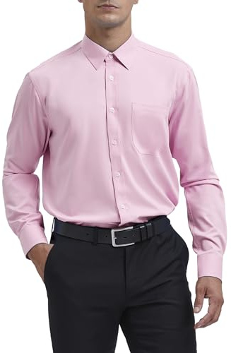 HISDERN Chemise pour Hommes à Manches Longues Chemise en Fiber de Bambou d'affaires Coupe Régulière Chemise décontractée sans Repassage avec Poche S-4XL