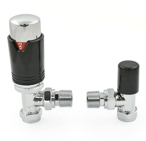 LiJoUK Thermostatic Radiator Valve Angled TRV – Style (Black)