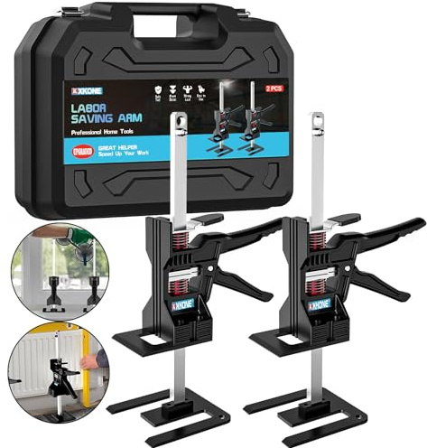 XKONE Labor Saving Arm Jack(2 Pcs),Multi-Function Height Adjustment Lifting Device with Storage Case,Suitable for Door Panel Lifting,Wall Tile Locator,Cabinet Jack and Board Lifter etc.