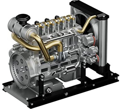 Generisch Mini Metall Motor Modell, 1/10 OHV Inline 4-Zylinder Diesel Motor mit Kühlsystem, Lernspielzeug Geschenke für Erwachsene (300+PCS)