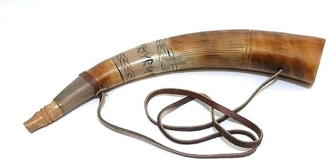 Handgeschnitztes Kriegshorn Shofar 45,7 cm Trompeten-Stil Horn mit Lederband, dunkel poliert