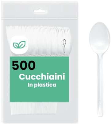 500 cucchiaini bianchi riciclabili e riutilizzabili, lunghezza 12,5 cm, lavabili in lavastoviglie, ideali per dolce, gelato, caffè e dessert