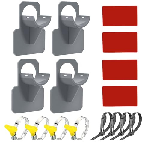 Adorila Schwimmbad-Rohrhalter, Kunststoff, oberirdischer Poolschlauchhalter, Poolschlauch-Halterung für 3,7 cm (max.) Schlauch (grau), 4 Stück